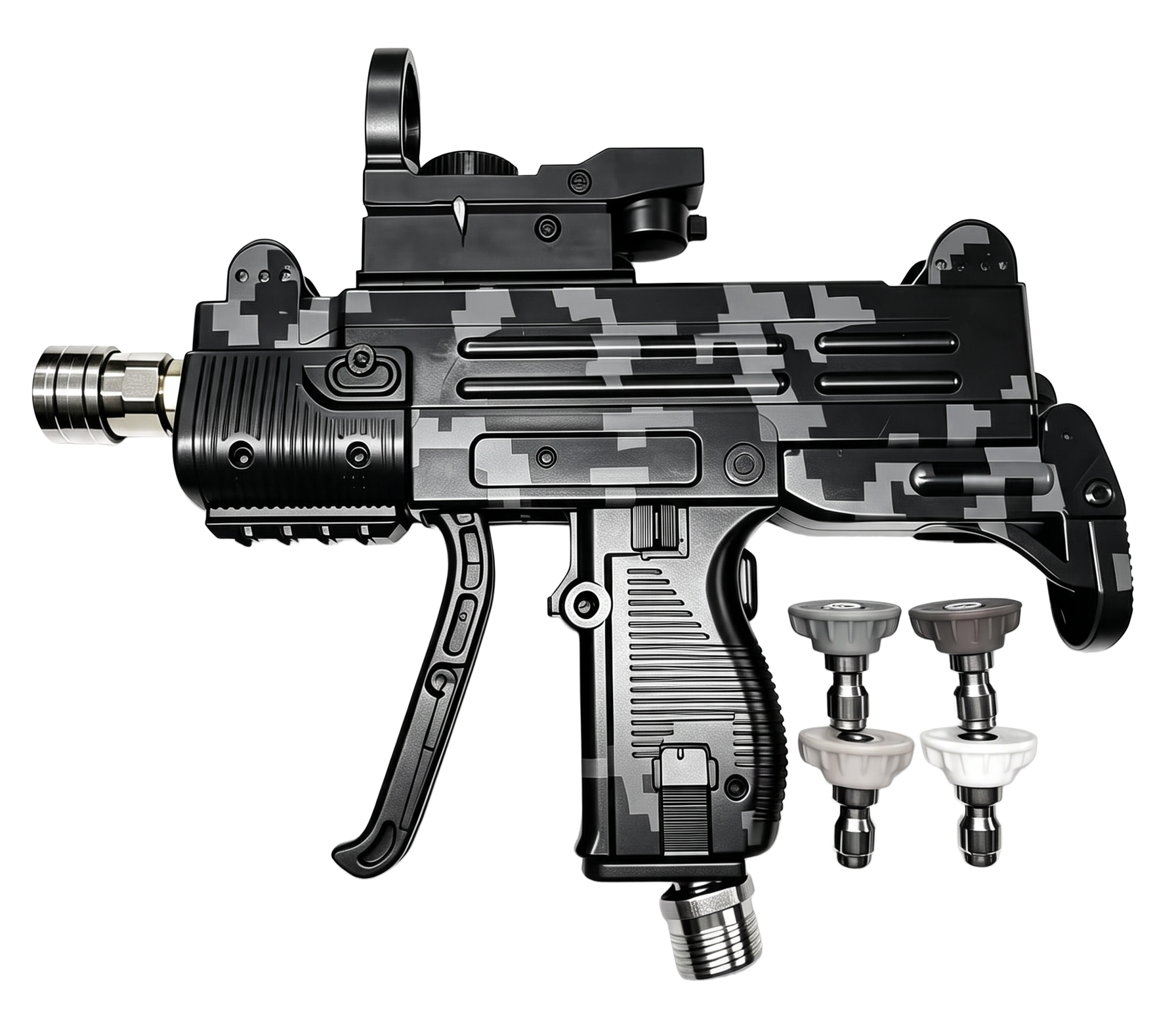 GraffitiFoam camouflage pressure washer gun kit with four colored nozzles